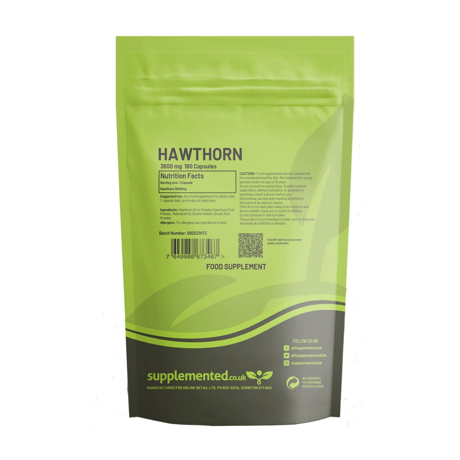 Hawthorn Berry 3600mg Capsules